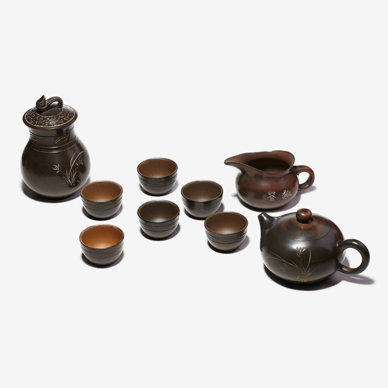 欽州坭興陶 古安牌港灣茶具10件套價格與工藝解析